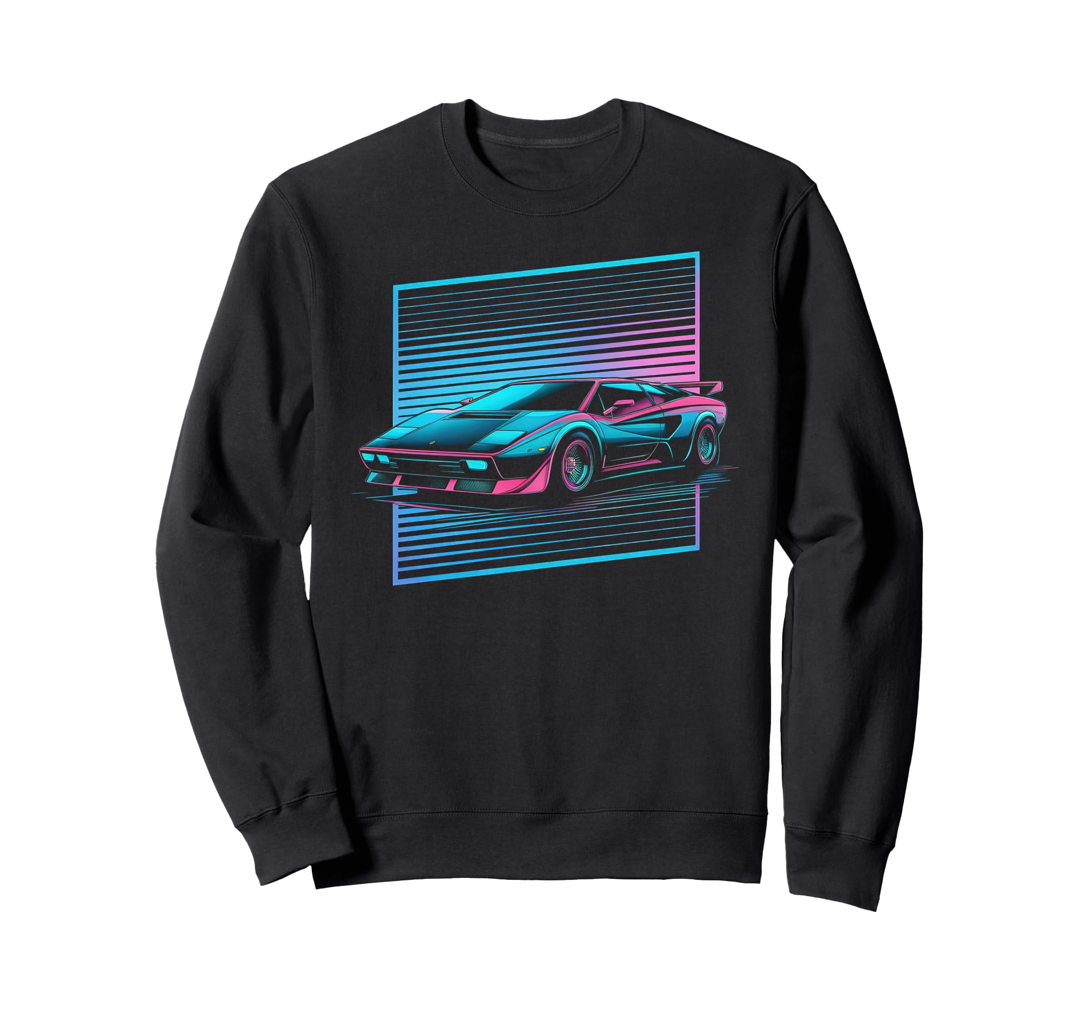 Synthwave Supercar Retrowave Sweatshirt - Casual Everyday Wear for Adults - T-Shirt, Sweatshirt, Hoodie