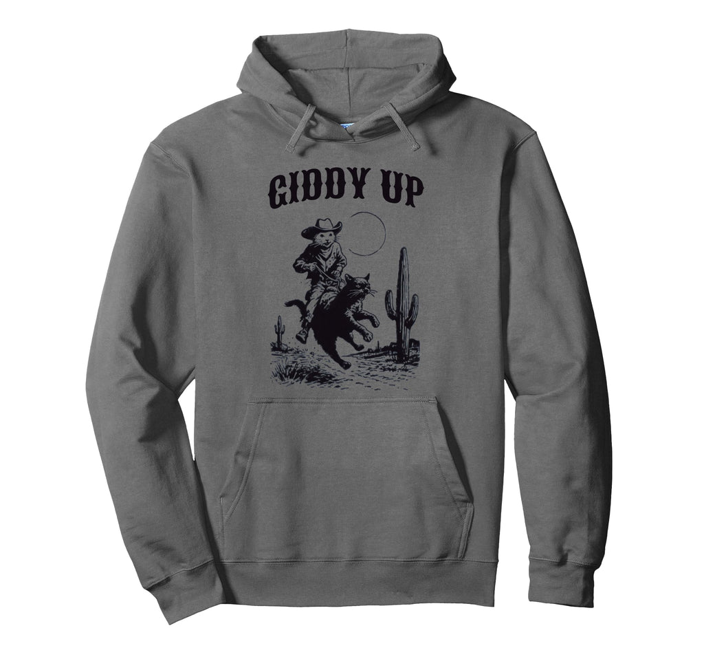 Cowboy Mouse Riding Cat Western Hoodie - Casual Everyday Wear Men Women - T-Shirt, Sweatshirt, Hoodie