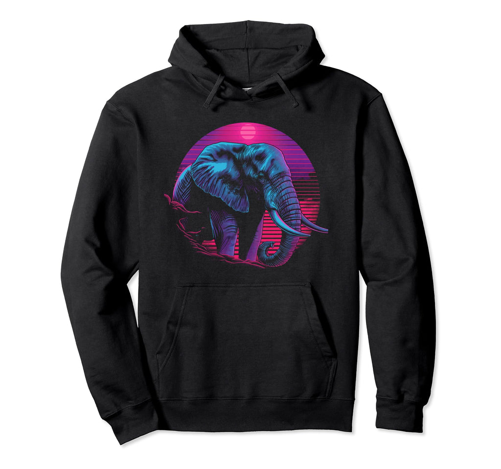 Elephant Vaporwave Aesthetic Hoodie - Casual Everyday Wear Unisex - T-Shirt, Sweatshirt, Hoodie