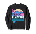 Platypus Synthwave Aesthetic Sweatshirt - Fun Novelty Design for Adults - T-Shirt, Sweatshirt, Hoodie