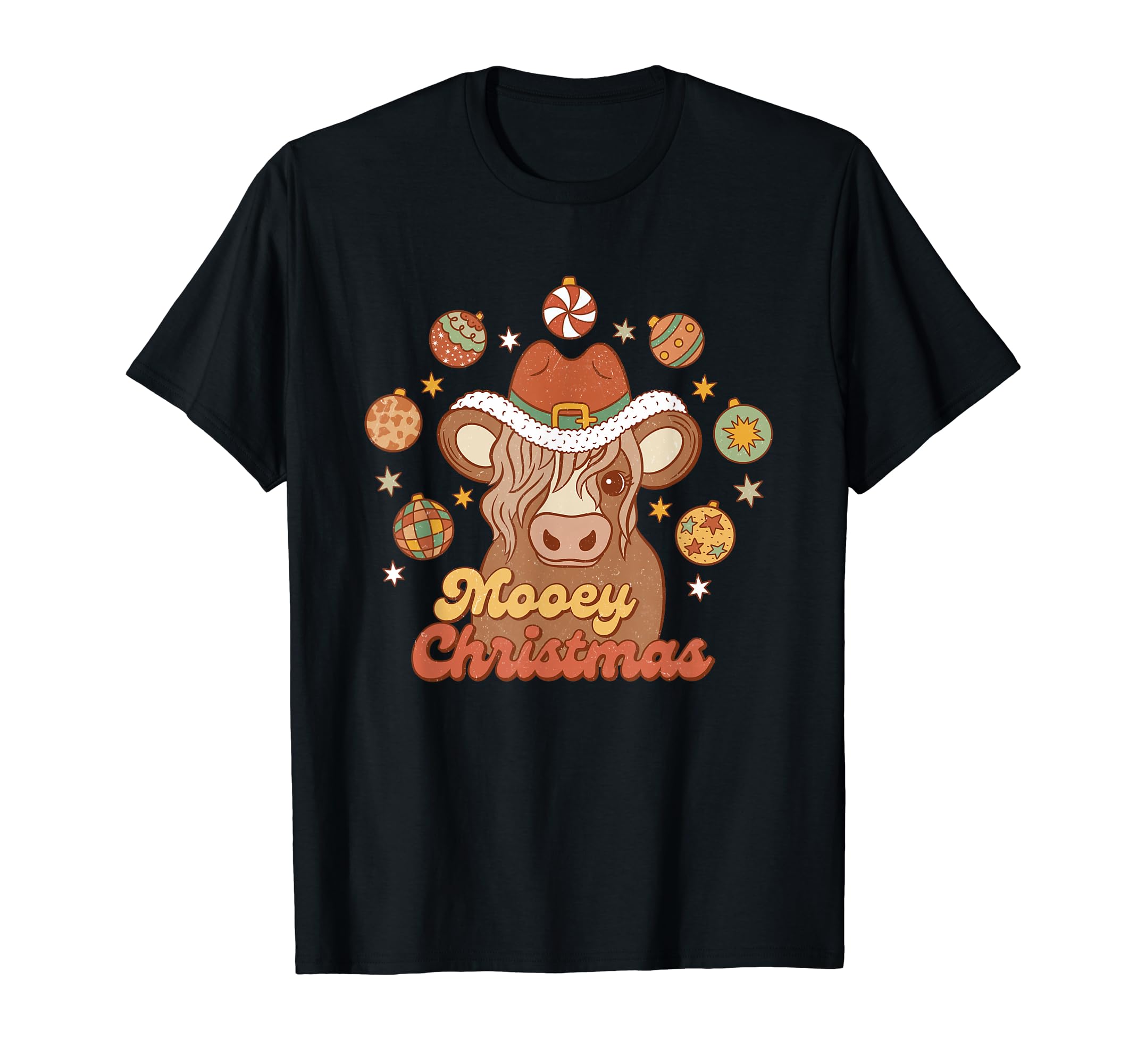 Western Merry Mooey Santa Cowboy Hat T-Shirt - Novelty Apparel for Adults - T-Shirt, Sweatshirt, Hoodie