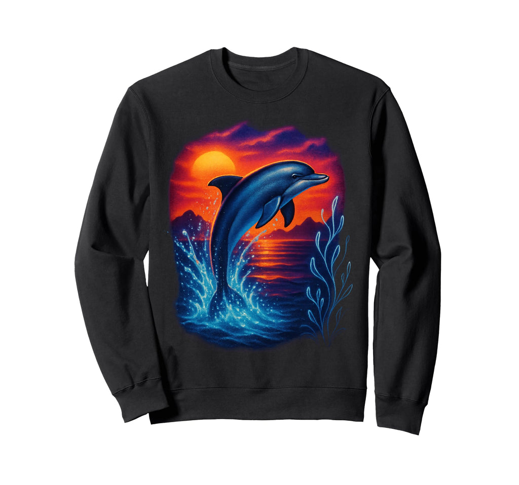 Dolphin Sunset Ocean Aesthetic Sweatshirt - Aesthetic Graphic Men Women - T-Shirt, Sweatshirt, Hoodie
