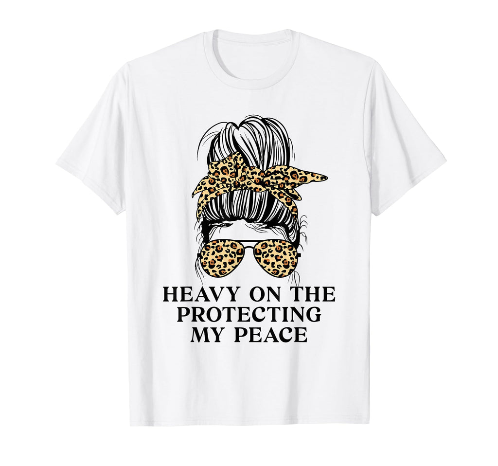 Heavy Protecting My Peace Leopard Messy T-Shirt - Minimalist Print Unisex - T-Shirt, Sweatshirt, Hoodie