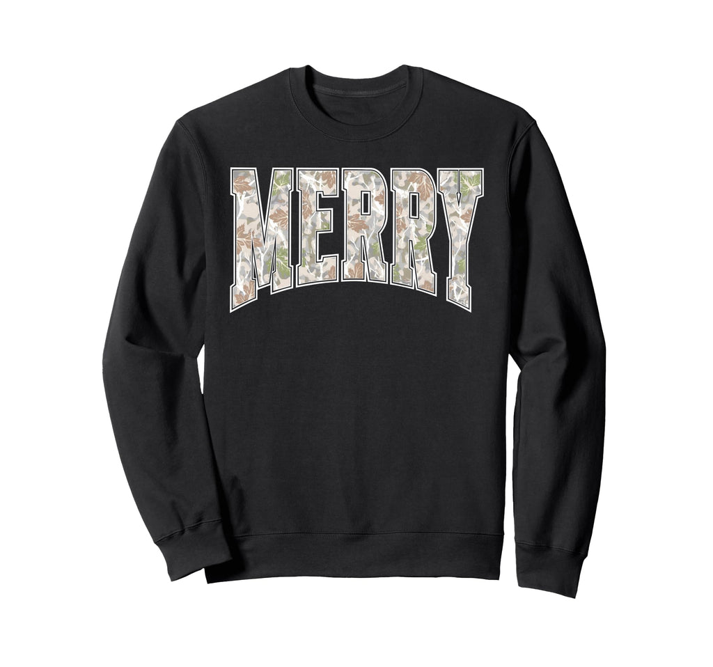 Merry Letter Font Minimal Holiday Sweatshirt - Trendy Graphic Unisex - T-Shirt, Sweatshirt, Hoodie