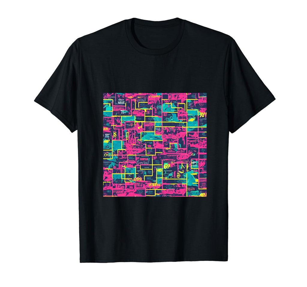 80S Wave Geometric Neon Artwork T-Shirt - Trendy Graphic for Adults - T-Shirt, Sweatshirt, Hoodie