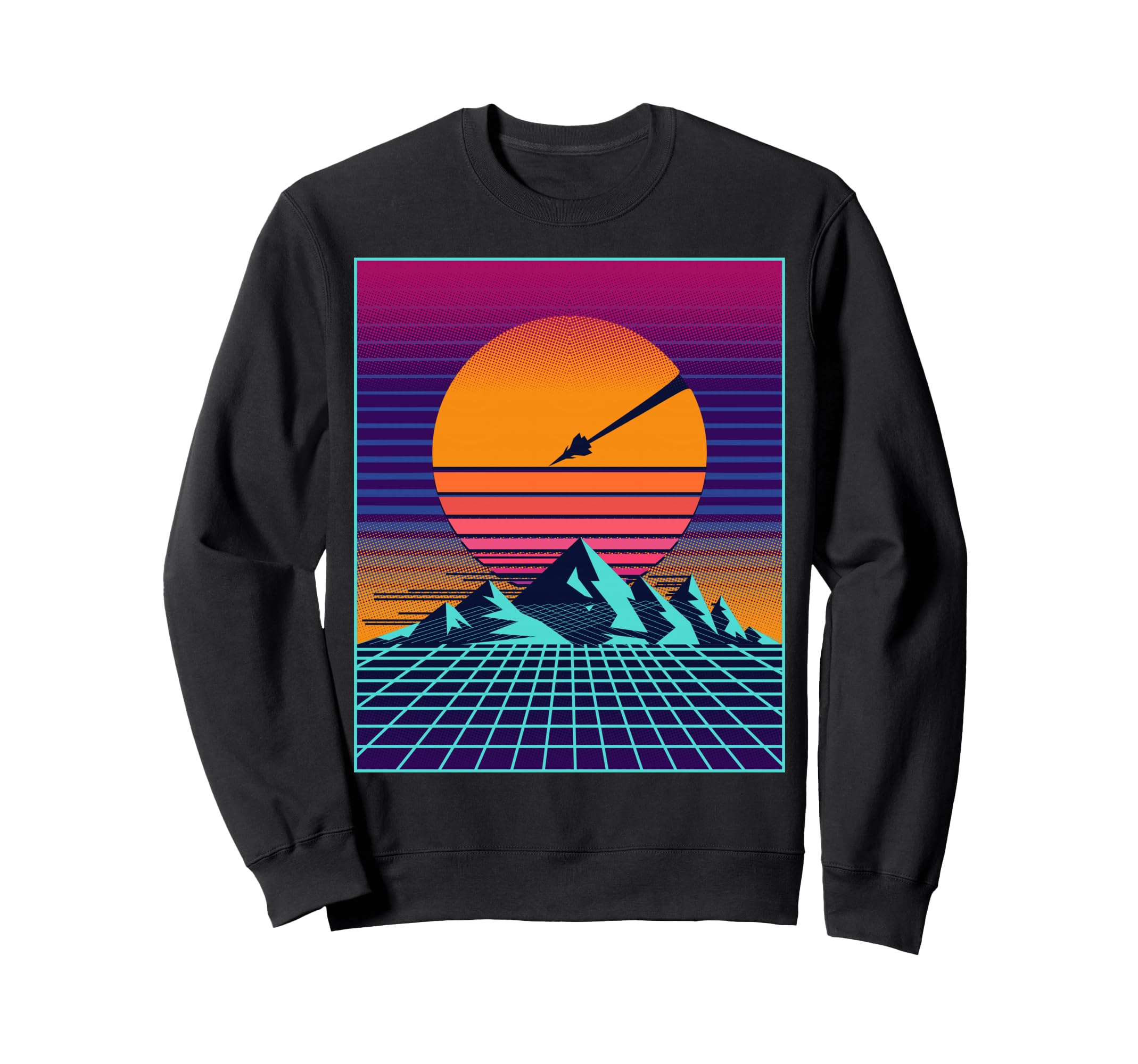 80S Vaporwave Outrun Sun 80 Aesthetic Sweatshirt - Custom Art Print Unisex - T-Shirt, Sweatshirt, Hoodie