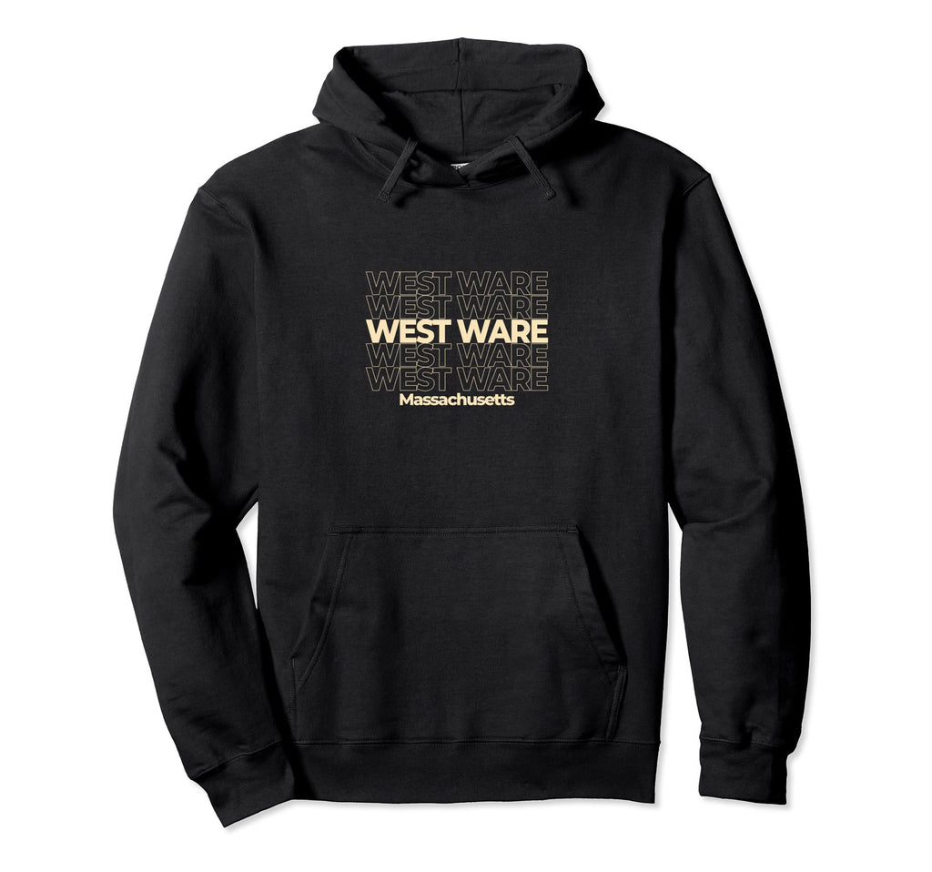 West Ware Massachusetts Repeating Text Hoodie - Minimalist Print Unisex - T-Shirt, Sweatshirt, Hoodie