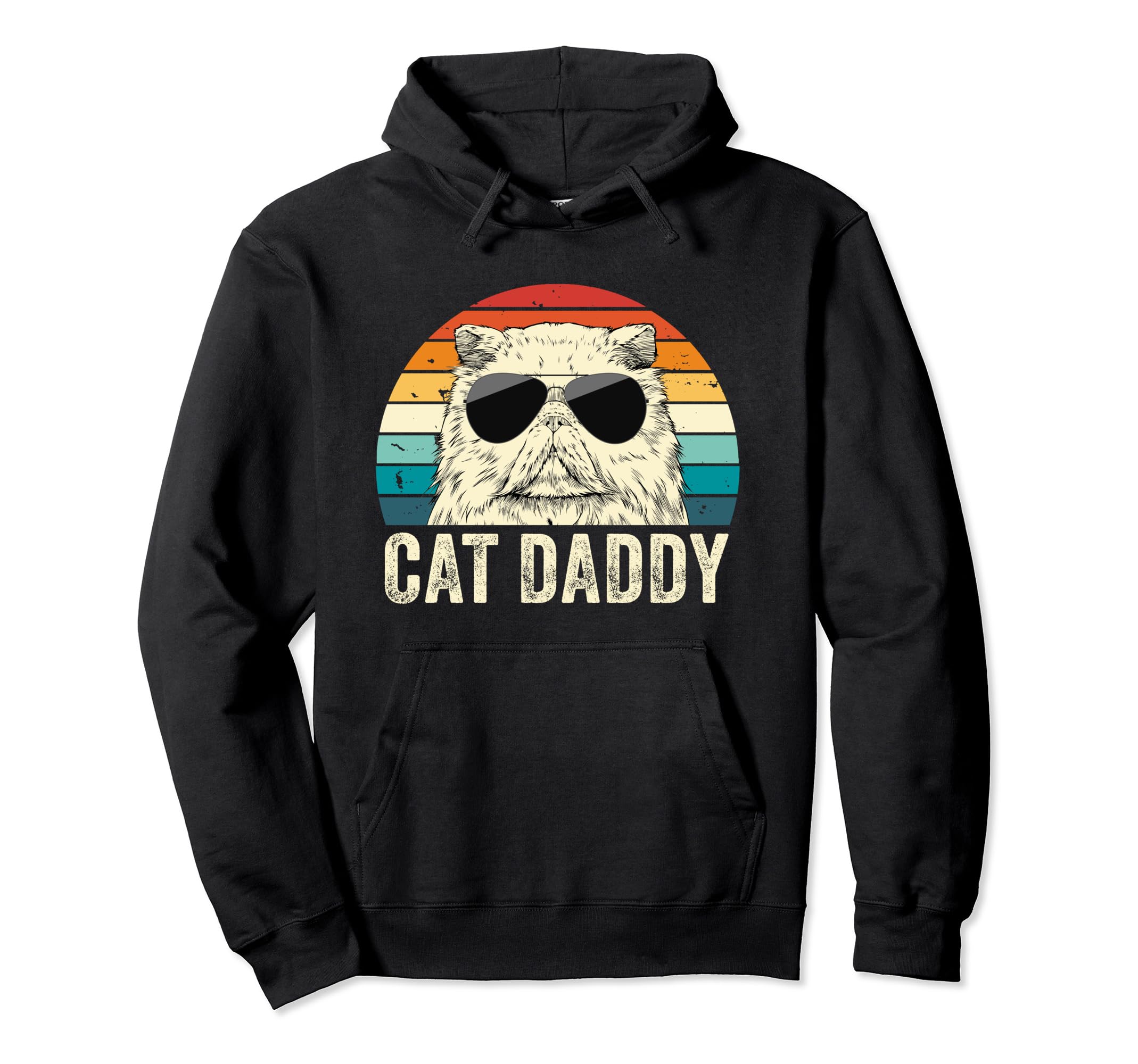 Cat Daddy Distressed Persian Cat Dad Hoodie - Custom Art Print Unisex - T-Shirt, Sweatshirt, Hoodie