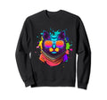Retrowave Cat Wearing Sunglasses Sweatshirt - Streetwear Style Unisex - T-Shirt, Sweatshirt, Hoodie