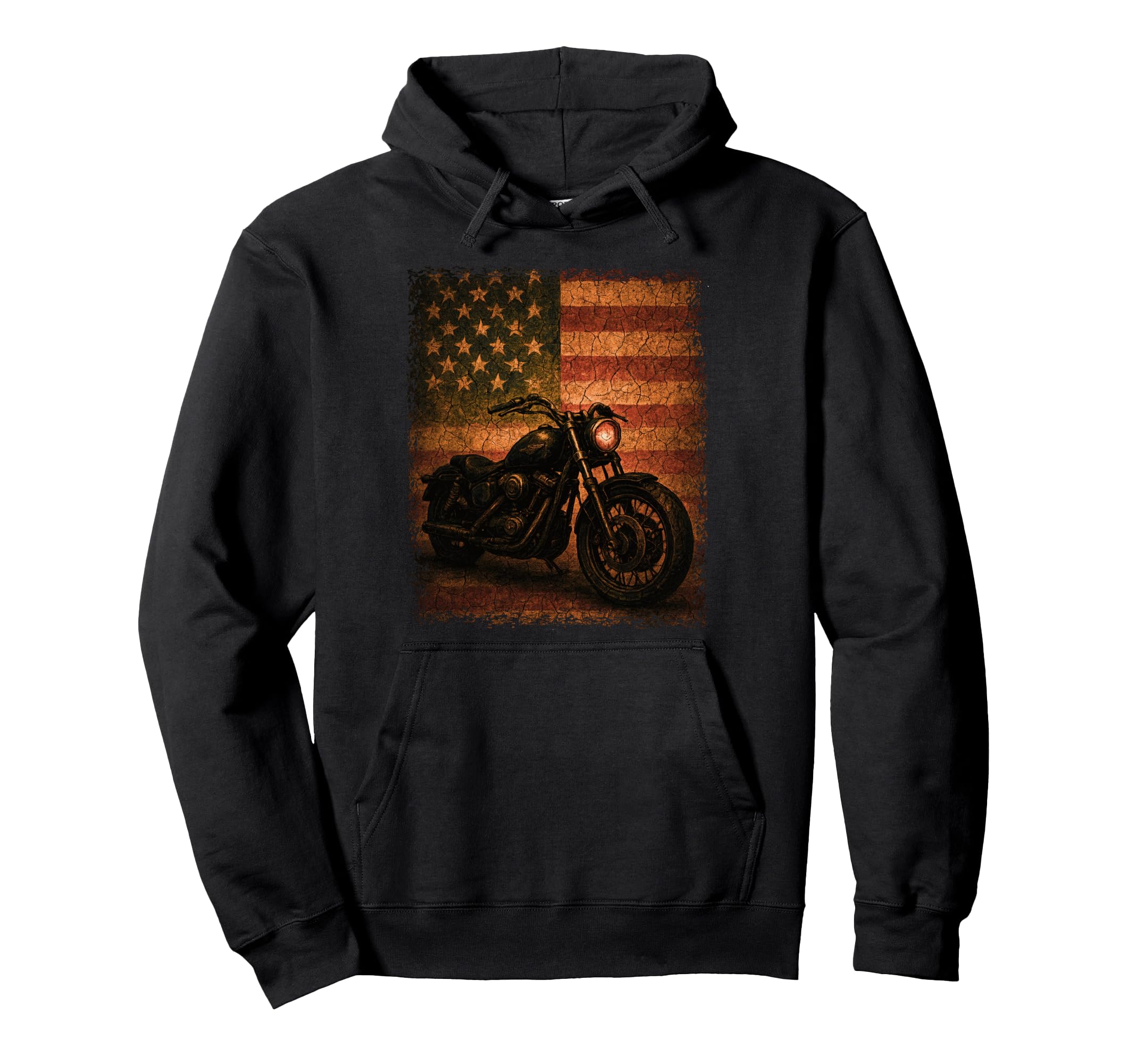 Patriotic Biker Motorcycle American Flag Hoodie - Custom Art Print Unisex - T-Shirt, Sweatshirt, Hoodie