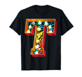 Marquee Letter T Colorful Pattern Art T-Shirt - Trendy Graphic Men Women - T-Shirt, Sweatshirt, Hoodie