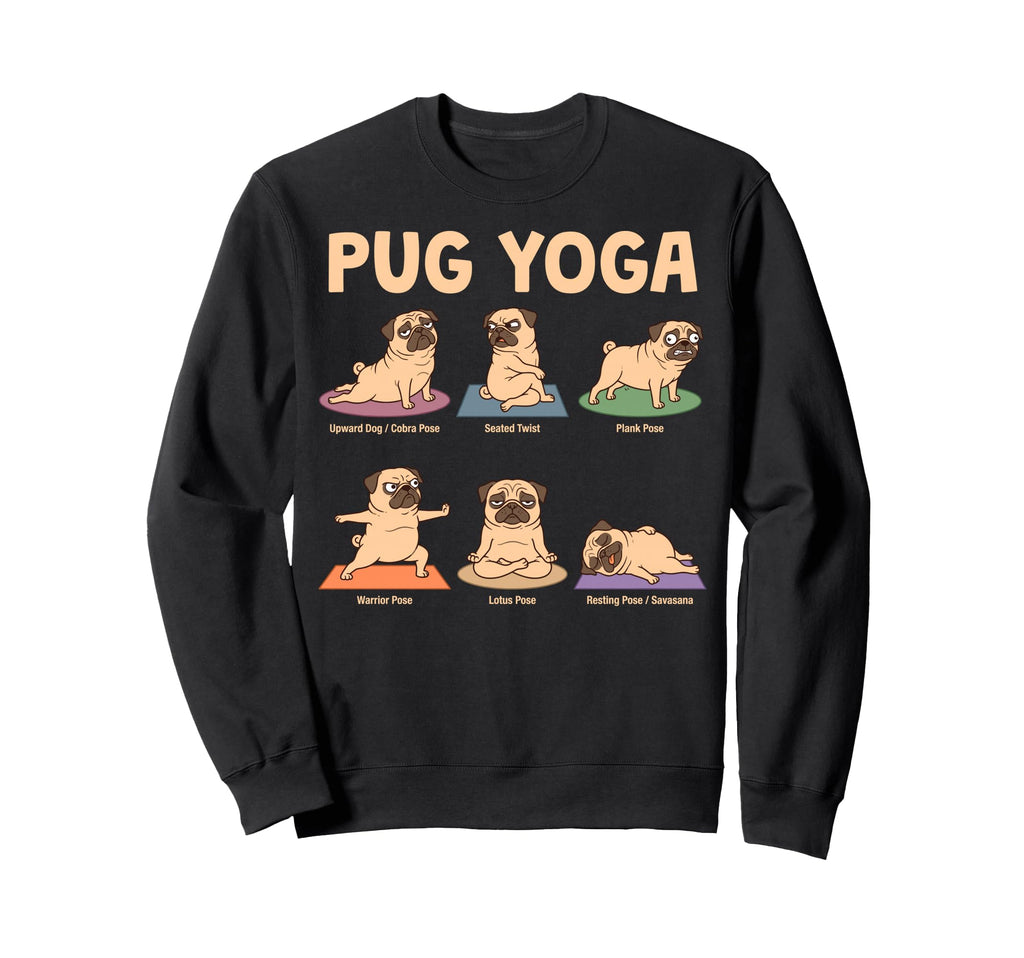 Pug Yoga Poses Dog Meditation Mandala Sweatshirt - Graphic Print Men Women - T-Shirt, Sweatshirt, Hoodie