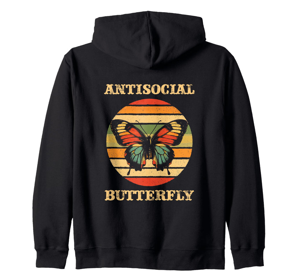 Antisocial Butterfly Gift Hoodie - Unique Graphic Unisex - T-Shirt, Sweatshirt, Hoodie