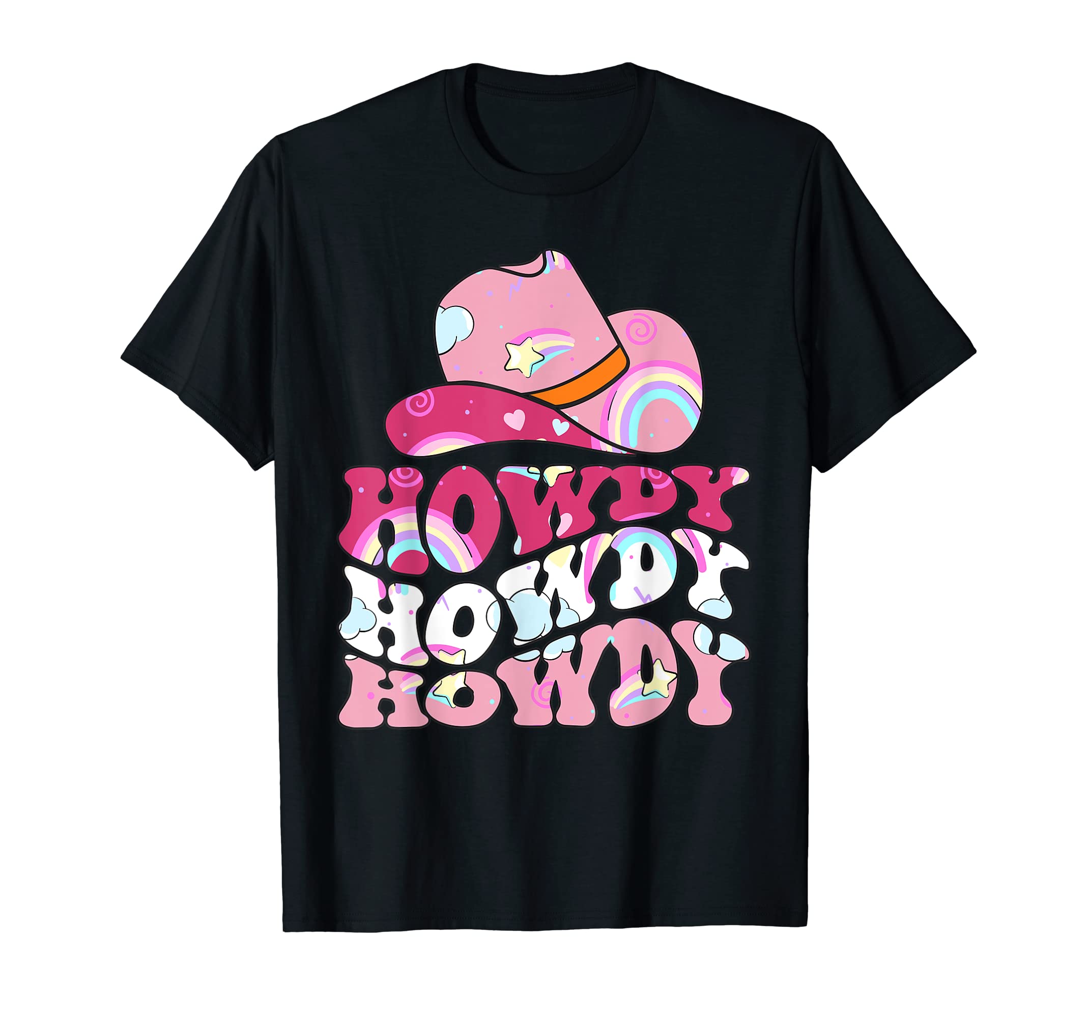 Rainbow Howdy Rodeo Western Country T-Shirt - Aesthetic Graphic for Adults - T-Shirt, Sweatshirt, Hoodie