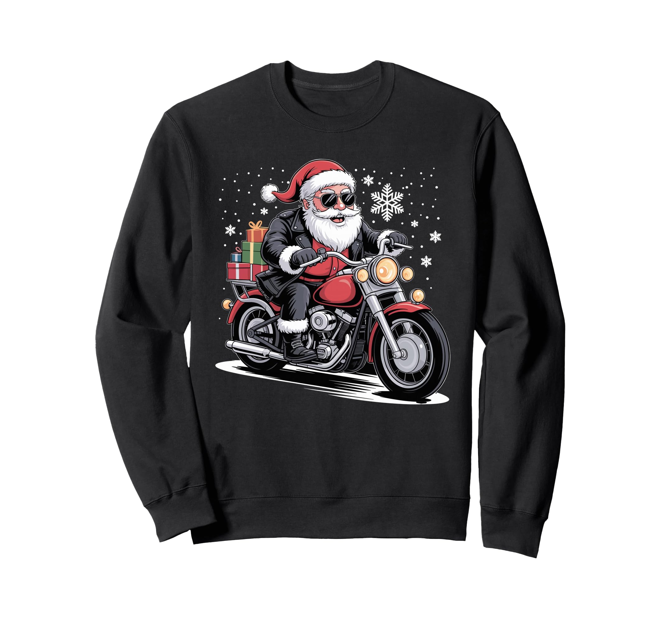 Santa Riding Motorcycle Bike Rock Sweatshirt - Custom Art Print Unisex - T-Shirt, Sweatshirt, Hoodie