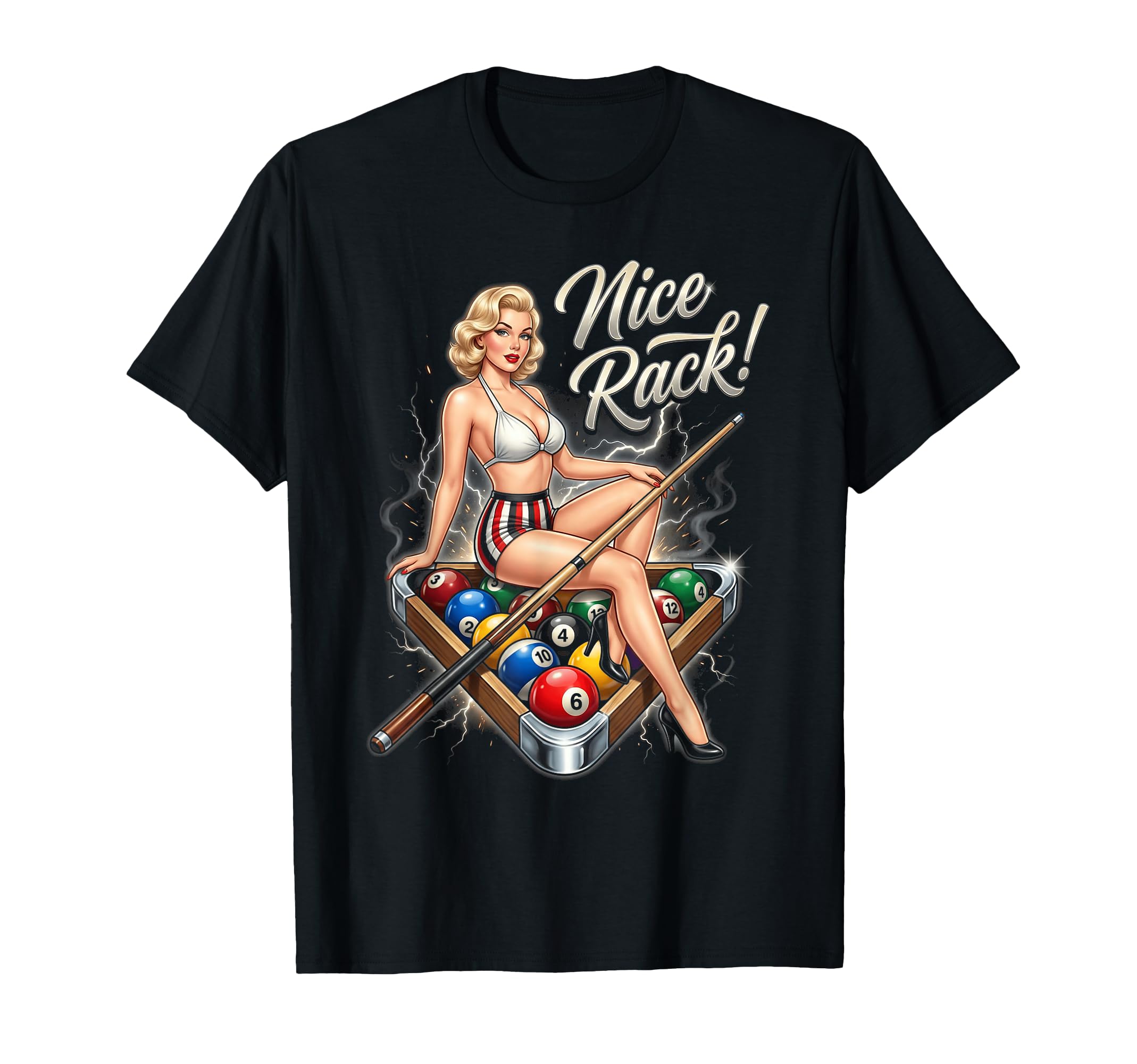 Billiards Pin Up Pool Player Nice Rack T-Shirt - Custom Art Print Men Women - T-Shirt, Sweatshirt, Hoodie