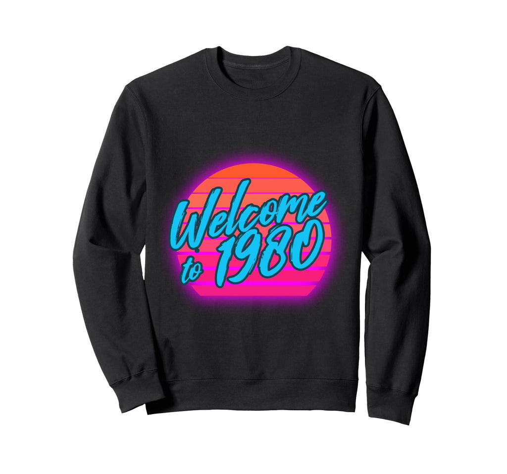 Welcome To 1980 Synthwave Sunset Sweatshirt - Custom Art Print for Adults - T-Shirt, Sweatshirt, Hoodie