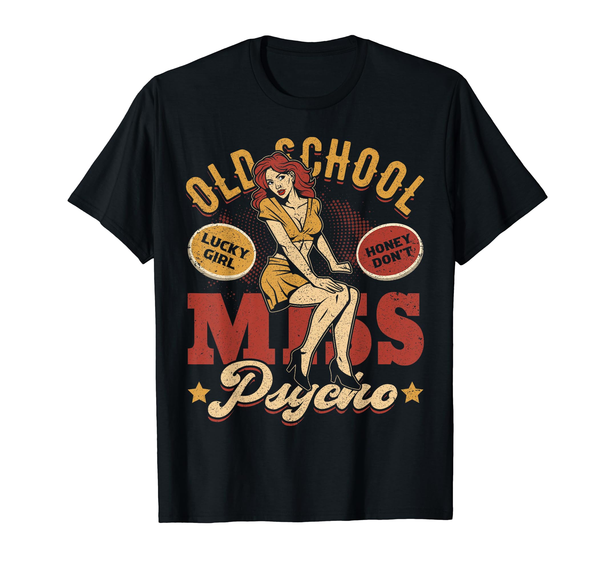 Jukebox Rockabilly Music Red Hair Pinup T-Shirt - Trendy Graphic Unisex - T-Shirt, Sweatshirt, Hoodie
