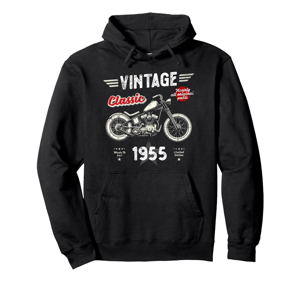 Born 1955 Motorbike Birthday Hoodie - Unique Graphic Men Women - T-Shirt, Sweatshirt, Hoodie