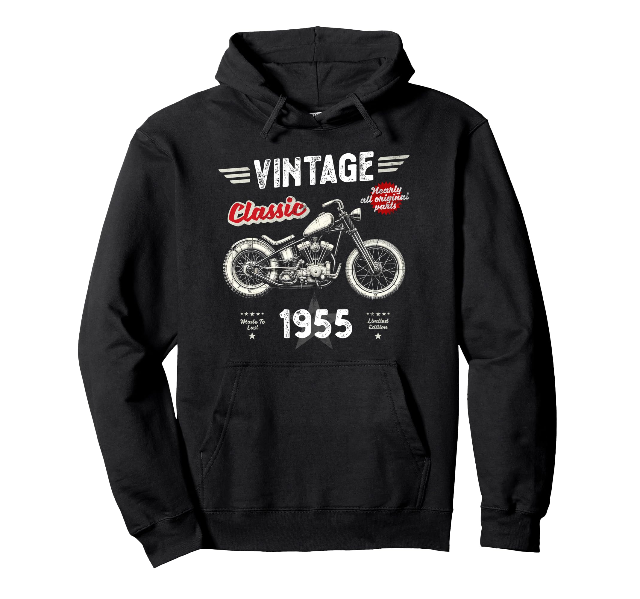 Born 1955 Motorbike Birthday Hoodie - Unique Graphic Men Women - T-Shirt, Sweatshirt, Hoodie