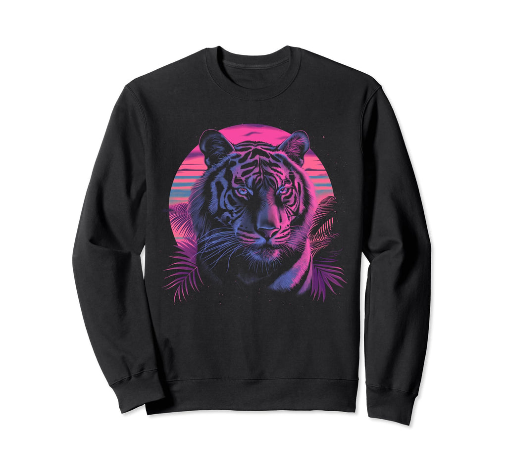Tiger Vaporwave Aesthetic Synthwave Sweatshirt - Graphic Print Men Women - T-Shirt, Sweatshirt, Hoodie