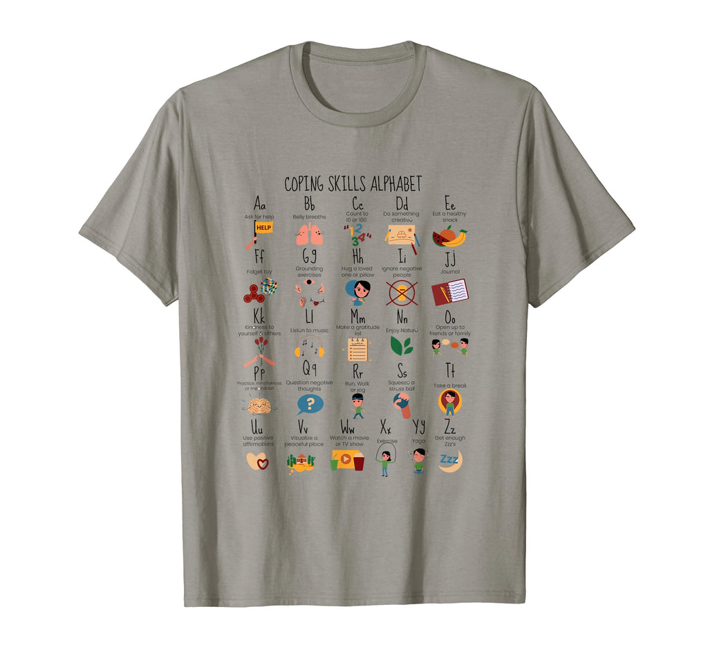 Coping Skills Alphabet Mental Health T-Shirt - Casual Everyday Wear Unisex - T-Shirt, Sweatshirt, Hoodie