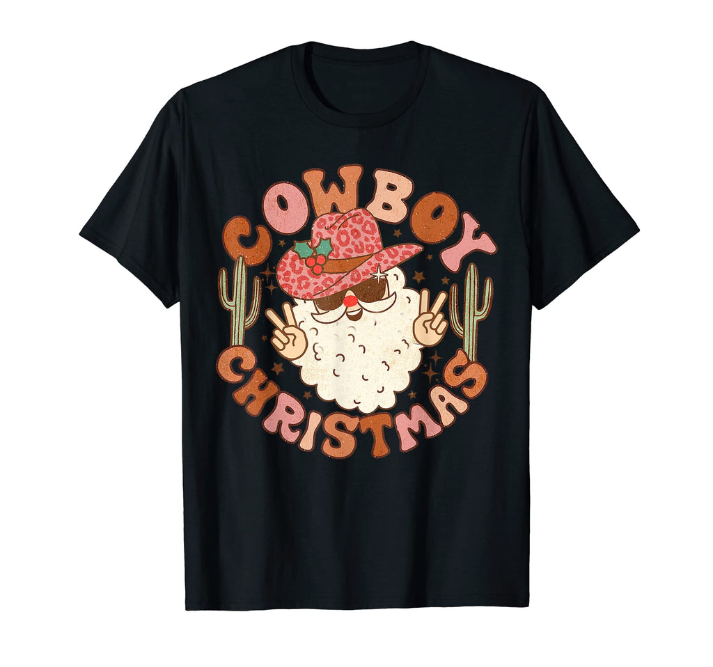 Cowboy Boho Western Country Santa Claus T-Shirt - Graphic Print Unisex - T-Shirt, Sweatshirt, Hoodie