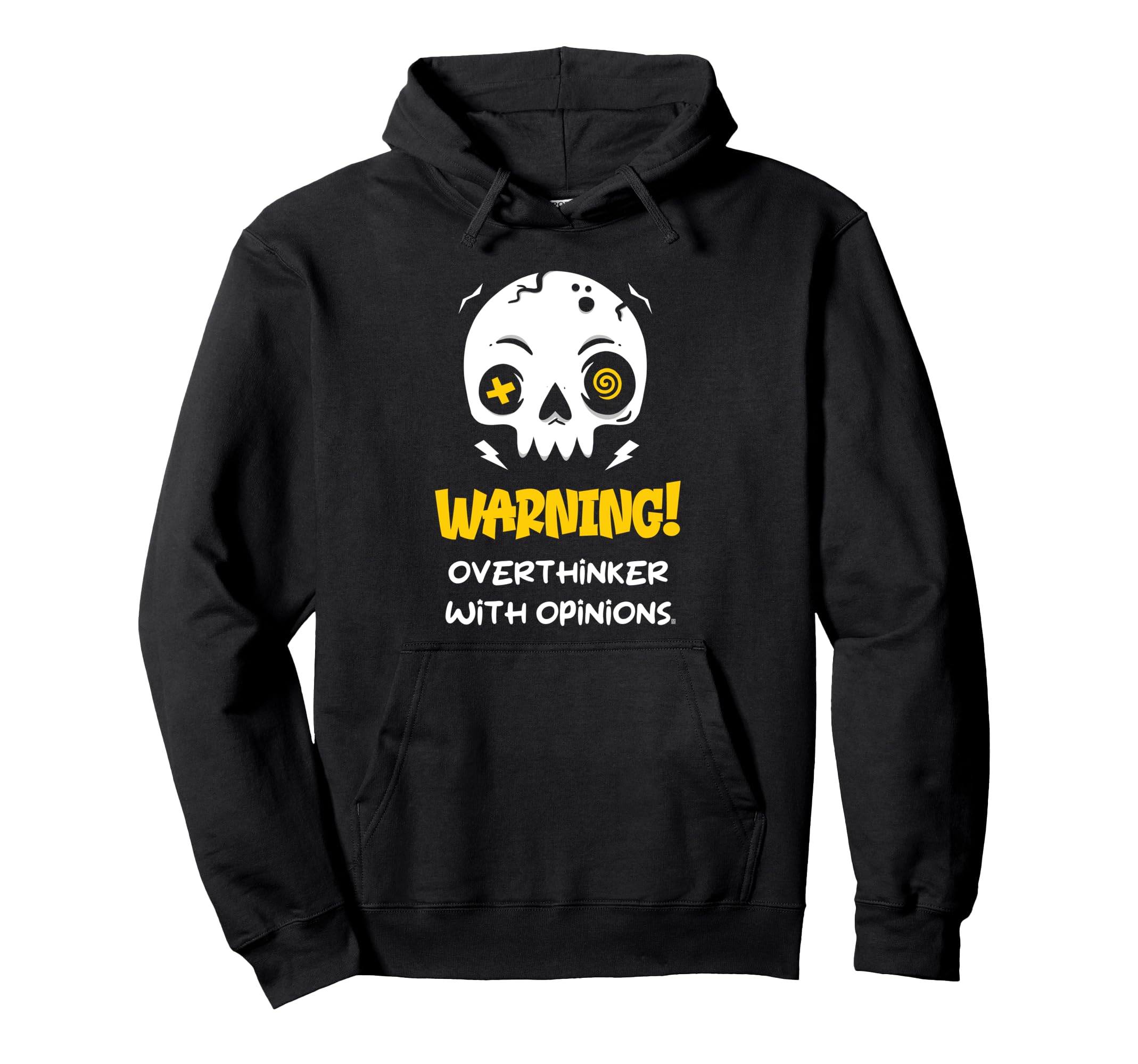 Warning Overthinker Opinions Funny Hoodie - Minimalist Print for Adults - T-Shirt, Sweatshirt, Hoodie