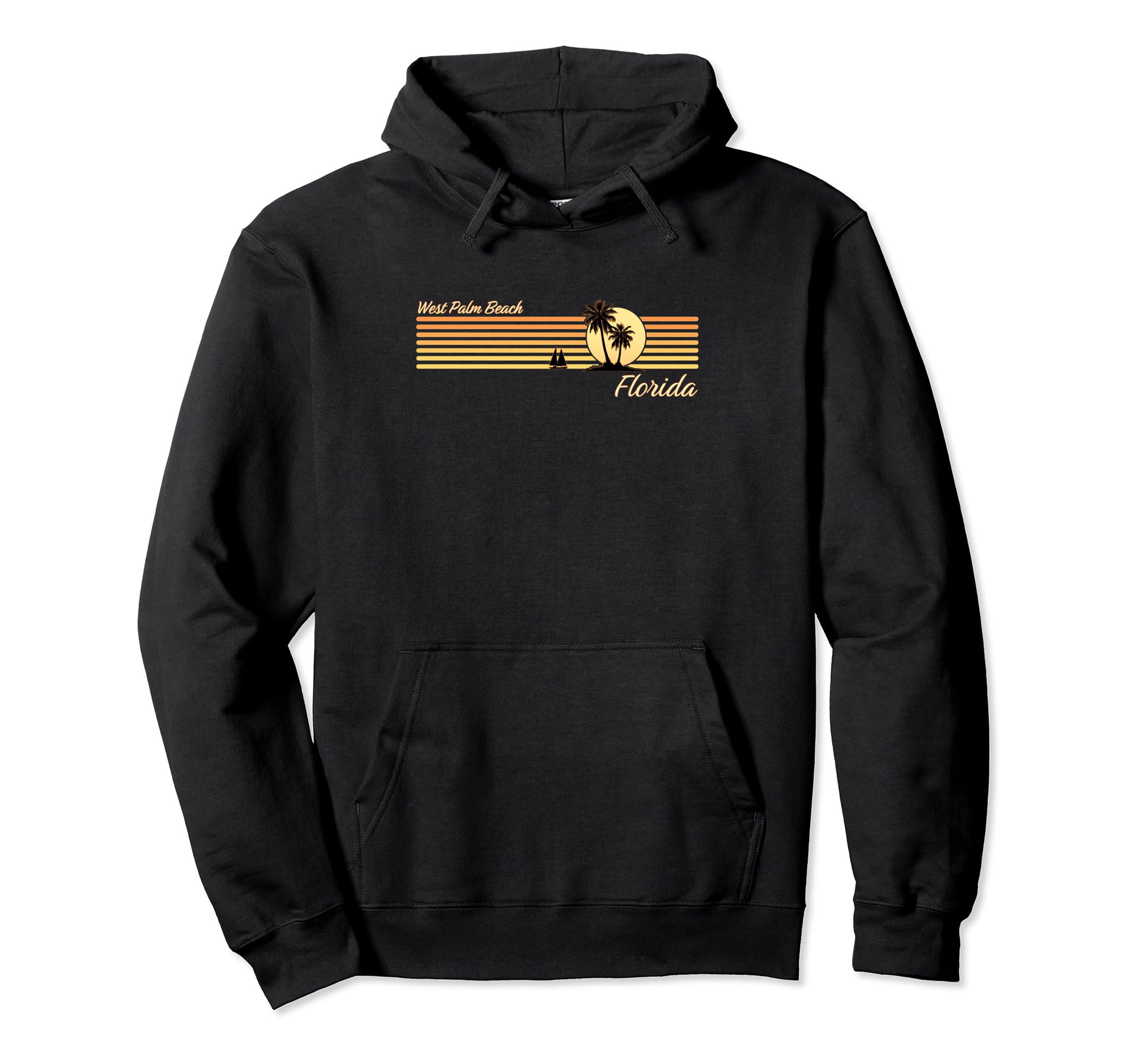 West Palm Beach Florida 80S Palm Hoodie - Streetwear Style for Adults - T-Shirt, Sweatshirt, Hoodie