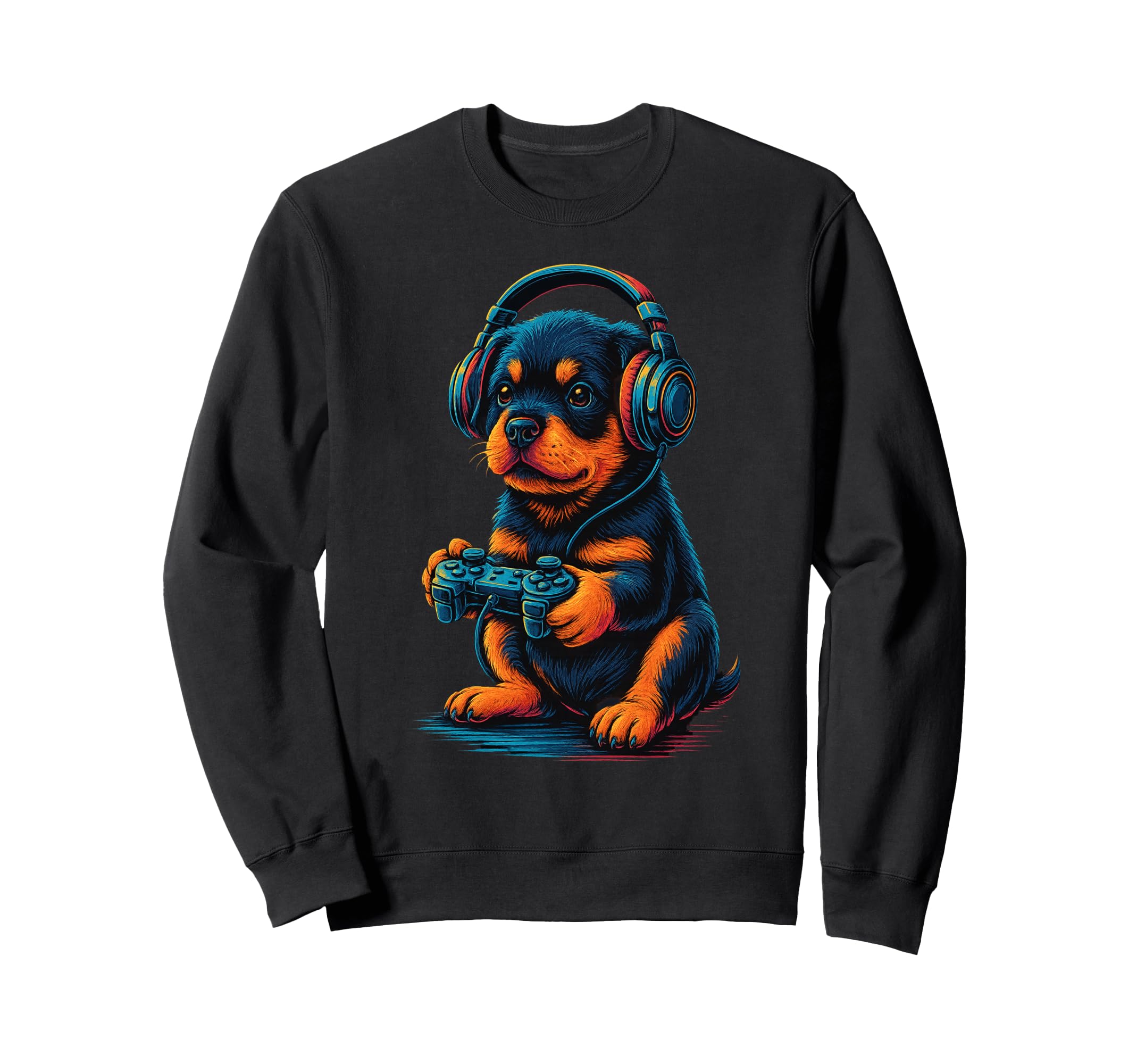 Rottweiler Gamer Gaming Dog Lover Sweatshirt - Unique Graphic Unisex - T-Shirt, Sweatshirt, Hoodie