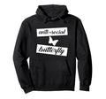Funny Anti Social Butterfly Hoodie - Minimalist Print for Adults - T-Shirt, Sweatshirt, Hoodie