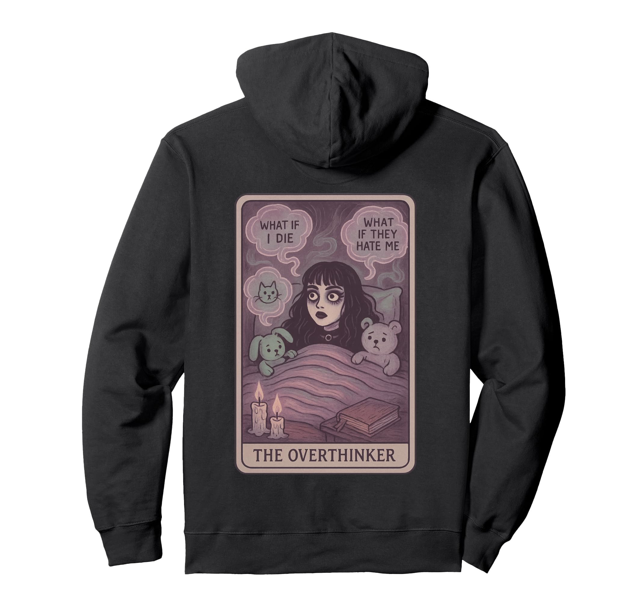 Overthinker Tarot Anxious Sleepless Hoodie - Aesthetic Graphic Men Women - T-Shirt, Sweatshirt, Hoodie