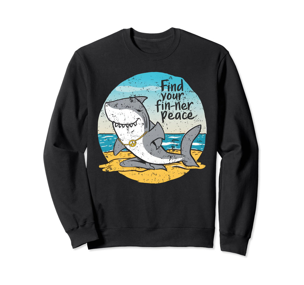 Shark Yoga Meditation Pun Sweatshirt - Aesthetic Graphic for Adults - T-Shirt, Sweatshirt, Hoodie