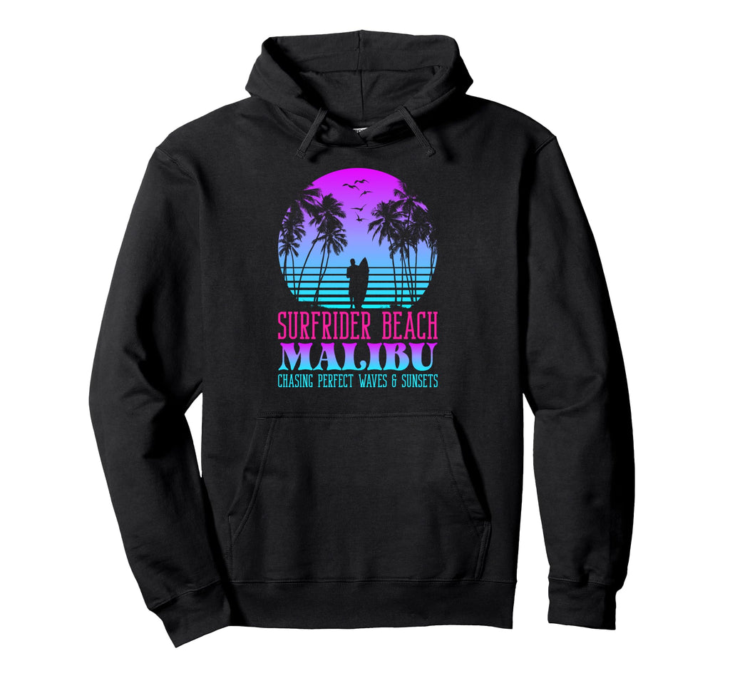Waves Sunsets Surfrider Beach Malibu Hoodie - Minimalist Print for Adults - T-Shirt, Sweatshirt, Hoodie