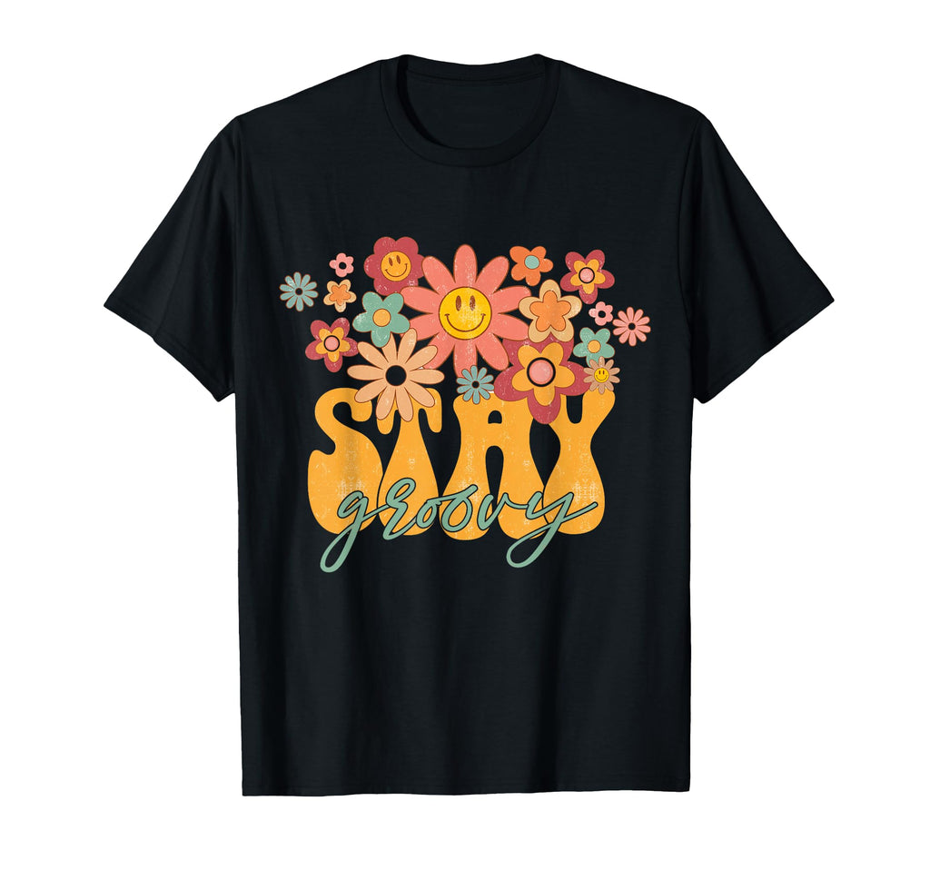 Happy Face Stay Groovy 60S 70S Aesthetic T-Shirt - Graphic Print for Adults - T-Shirt, Sweatshirt, Hoodie
