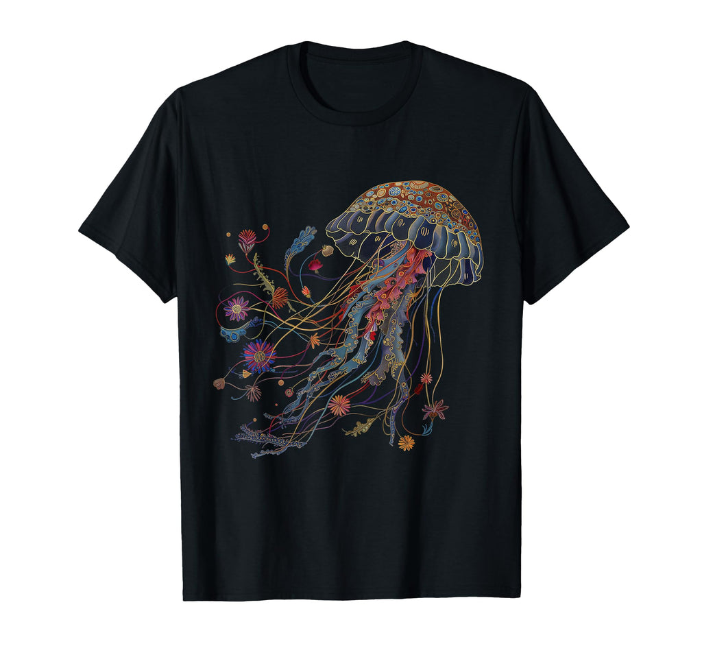 Jellyfish Colorful Flower Patterns T-Shirt - Novelty Apparel Men Women - T-Shirt, Sweatshirt, Hoodie