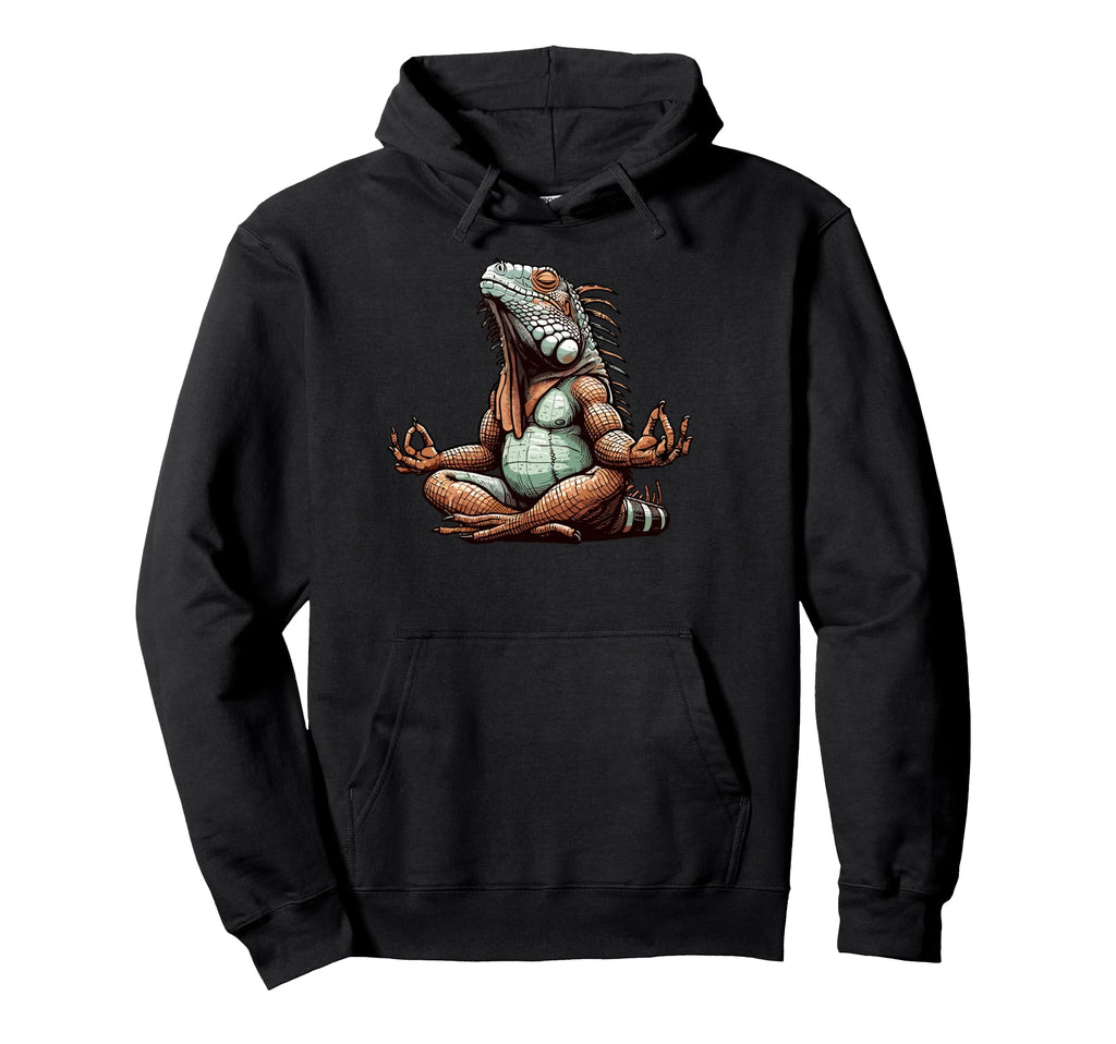 Meditation Iguana Yoga Pose Relaxing Hoodie - Unique Graphic Men Women - T-Shirt, Sweatshirt, Hoodie