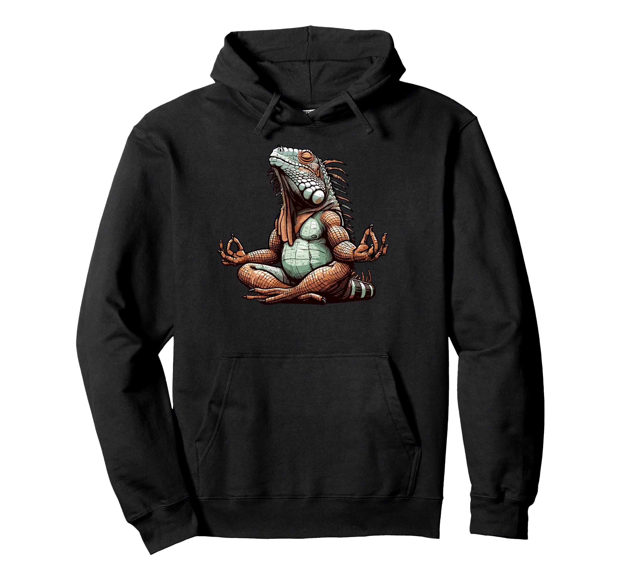 Meditation Iguana Yoga Pose Relaxing Hoodie - Unique Graphic Men Women - T-Shirt, Sweatshirt, Hoodie
