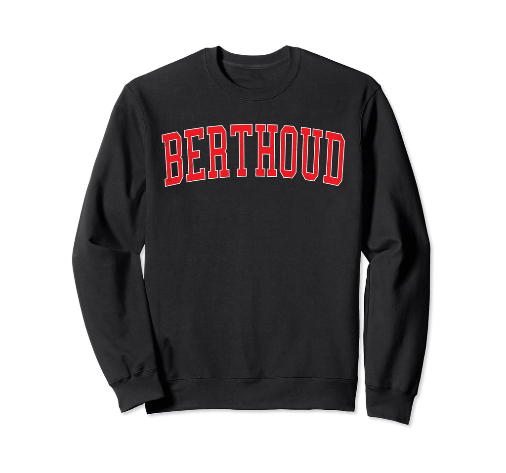 Berthoud Co Distressed Red Varsity Sweatshirt - Custom Art Print Men Women - T-Shirt, Sweatshirt, Hoodie