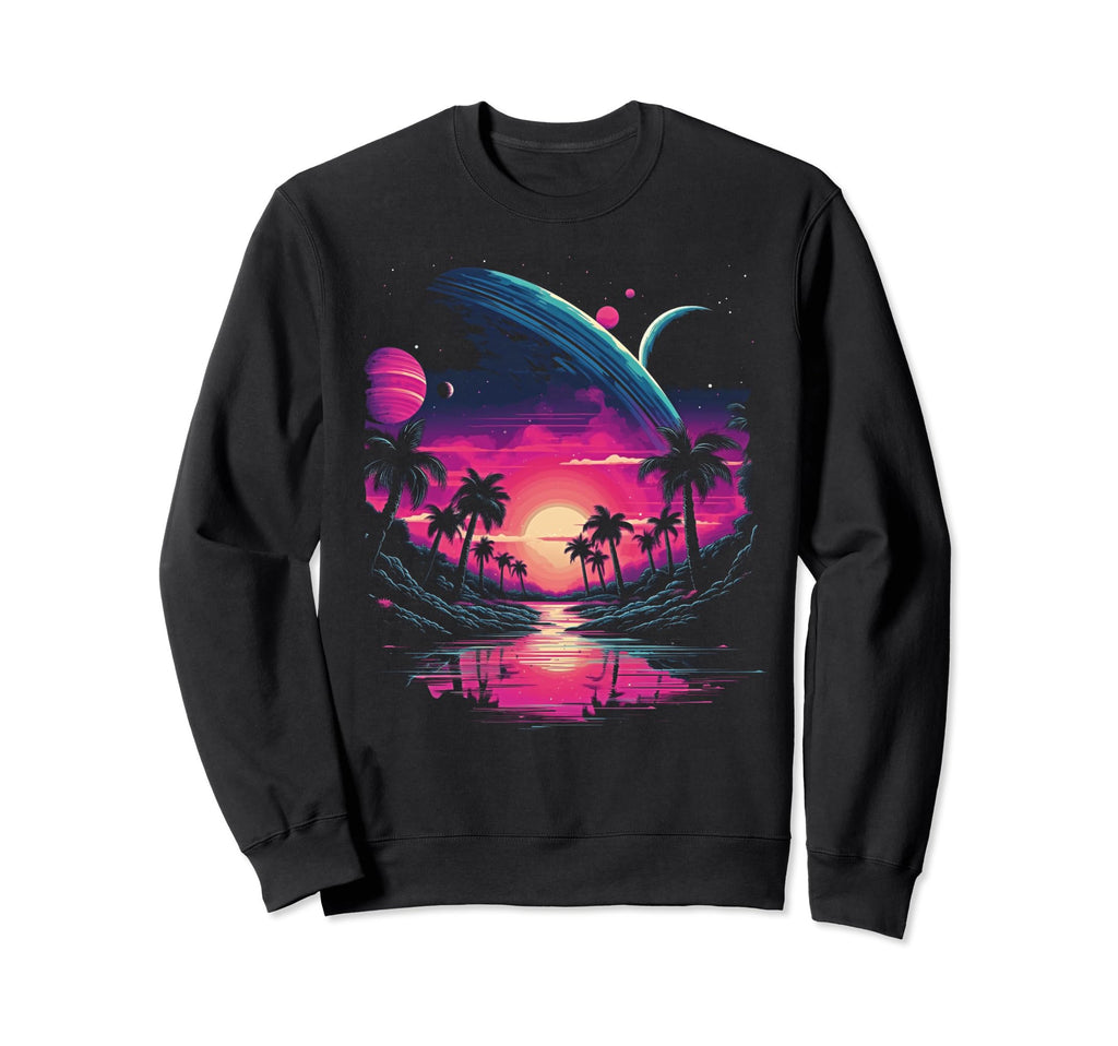 Vaporwave Solar System 80S Synthwave Sweatshirt - Streetwear Style Unisex - T-Shirt, Sweatshirt, Hoodie