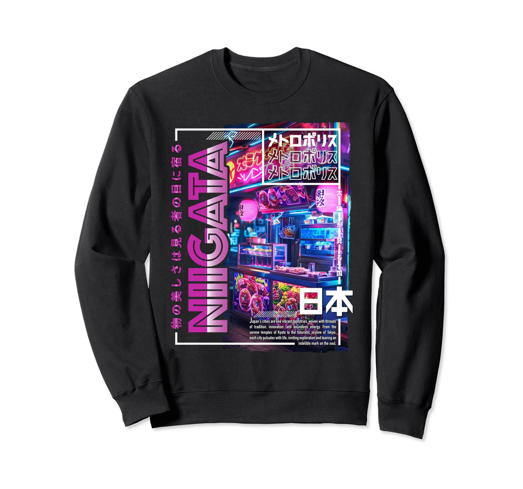 Niigata City 80S Synthwave Sweatshirt - Streetwear Style for Adults - T-Shirt, Sweatshirt, Hoodie