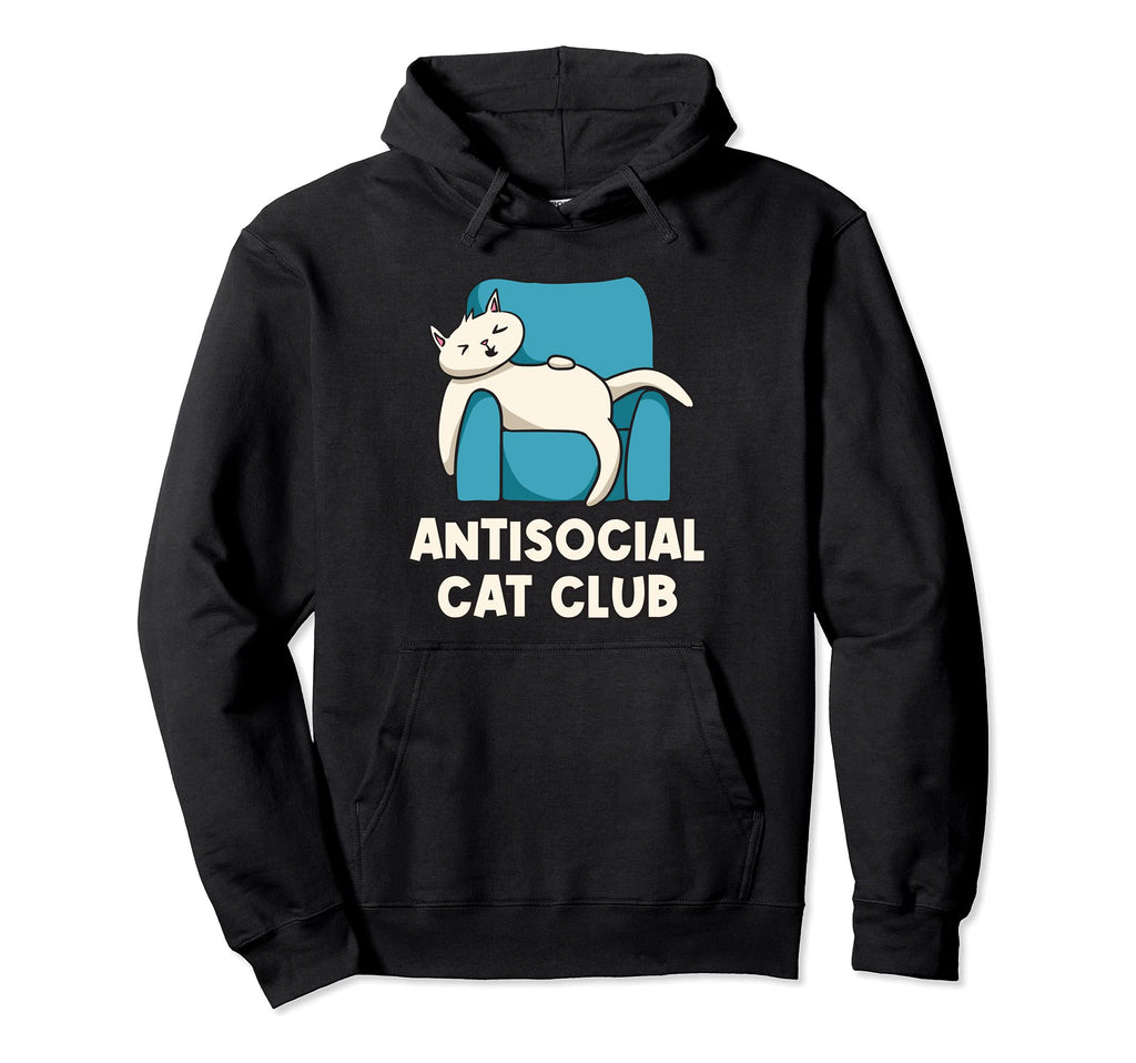 Antisocial Cat Club Introvert Cat Hoodie - Custom Art Print for Adults - T-Shirt, Sweatshirt, Hoodie