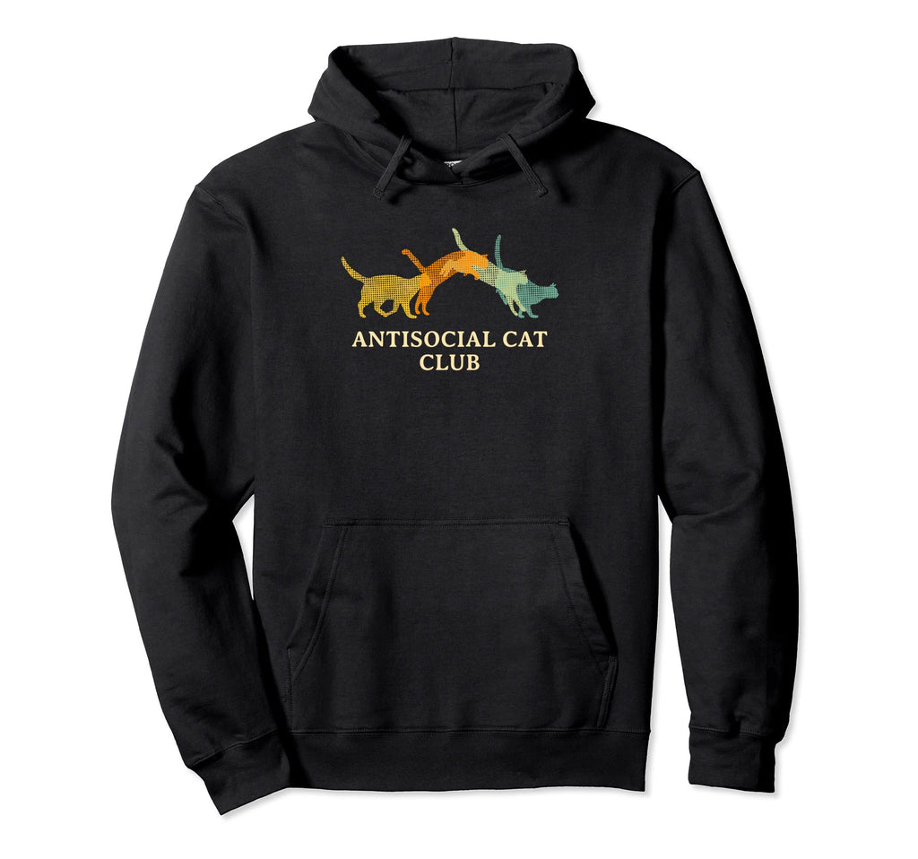 Antisocial Cat Club Introvert Cat Hoodie - Fun Novelty Design for Adults - T-Shirt, Sweatshirt, Hoodie