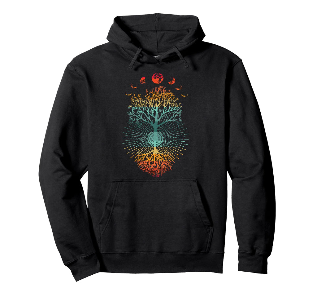Moon Phases 60S 70S Vibe Tree Life Hoodie - Novelty Apparel for Adults - T-Shirt, Sweatshirt, Hoodie