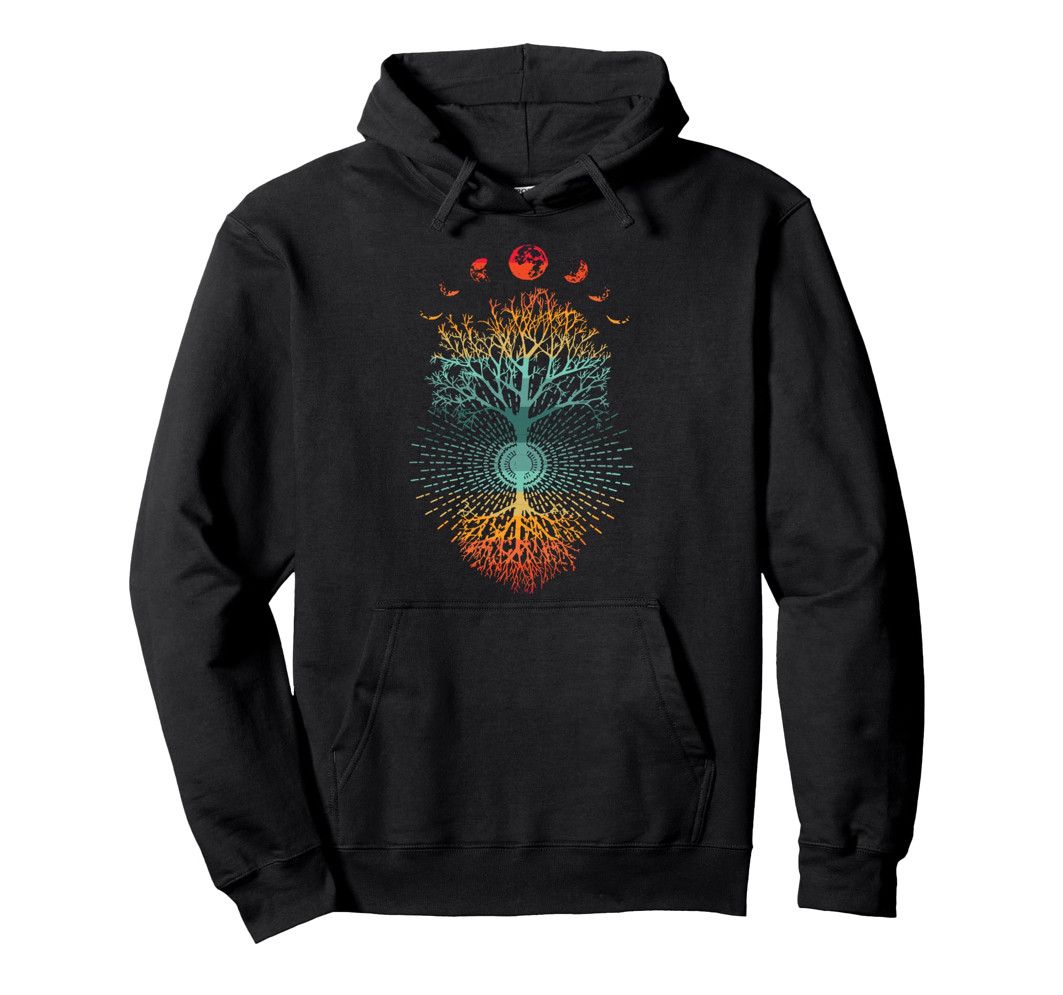 Phases Moon 60S 70S Vibe Tree Life Hoodie - Novelty Apparel Men Women - T-Shirt, Sweatshirt, Hoodie
