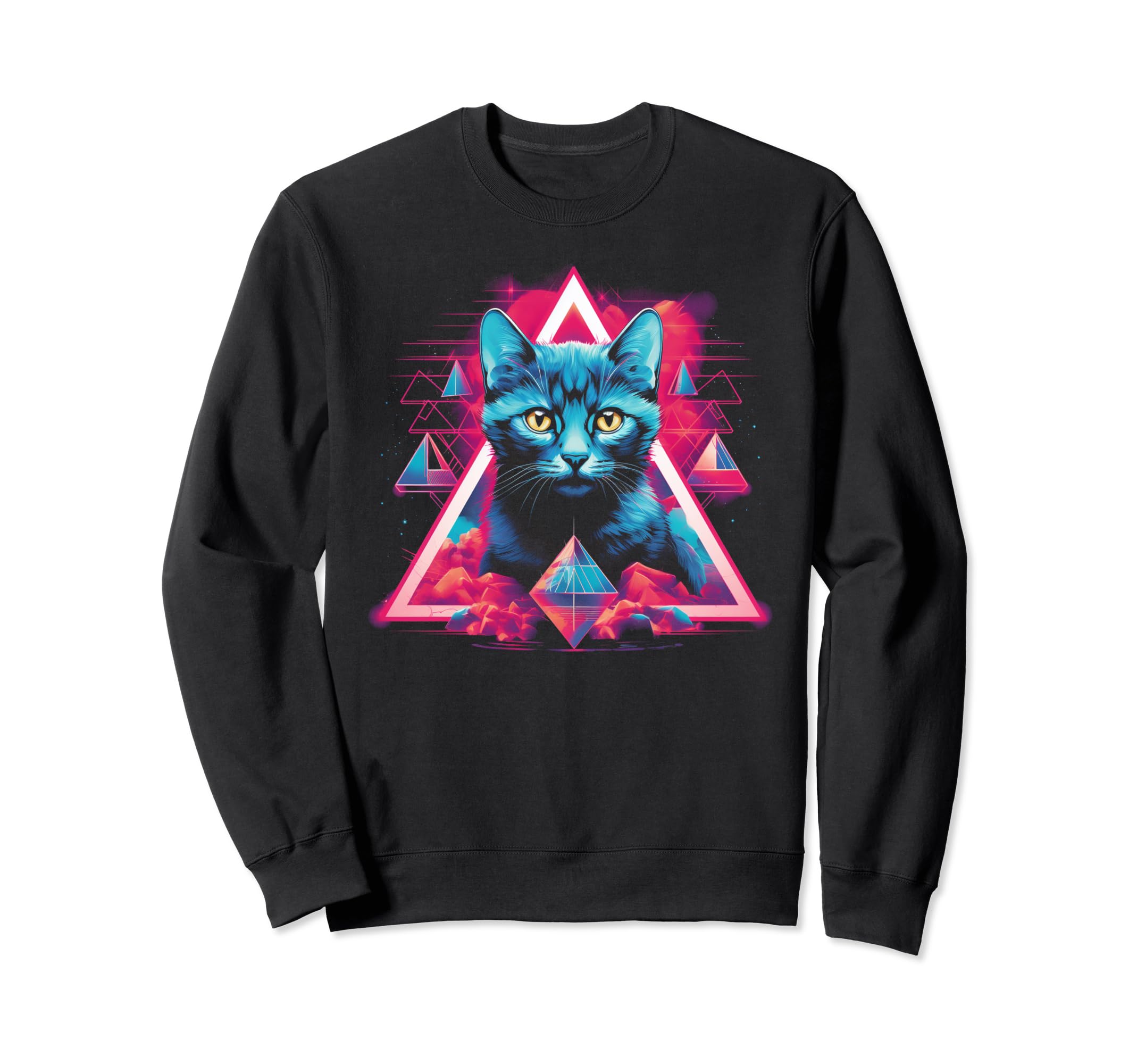 Cat Vaporwave Retrowave Sweatshirt - Fun Novelty Design for Adults - T-Shirt, Sweatshirt, Hoodie