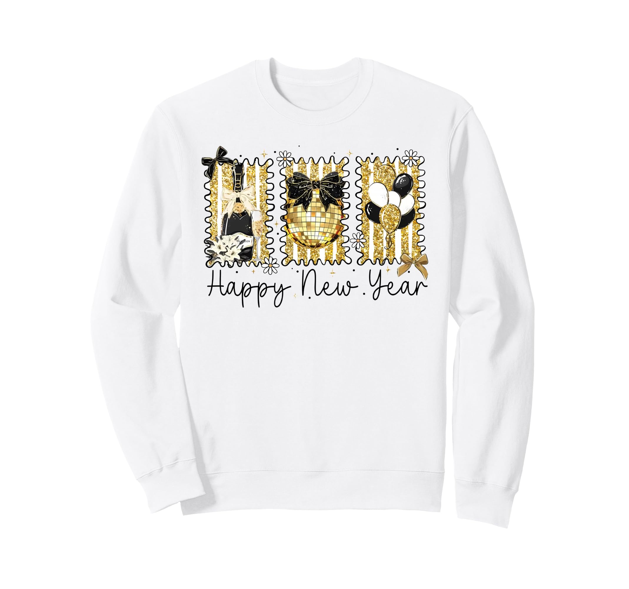 Coquette Disco Ball Happy New Year Sweatshirt - Novelty Apparel for Adults - T-Shirt, Sweatshirt, Hoodie