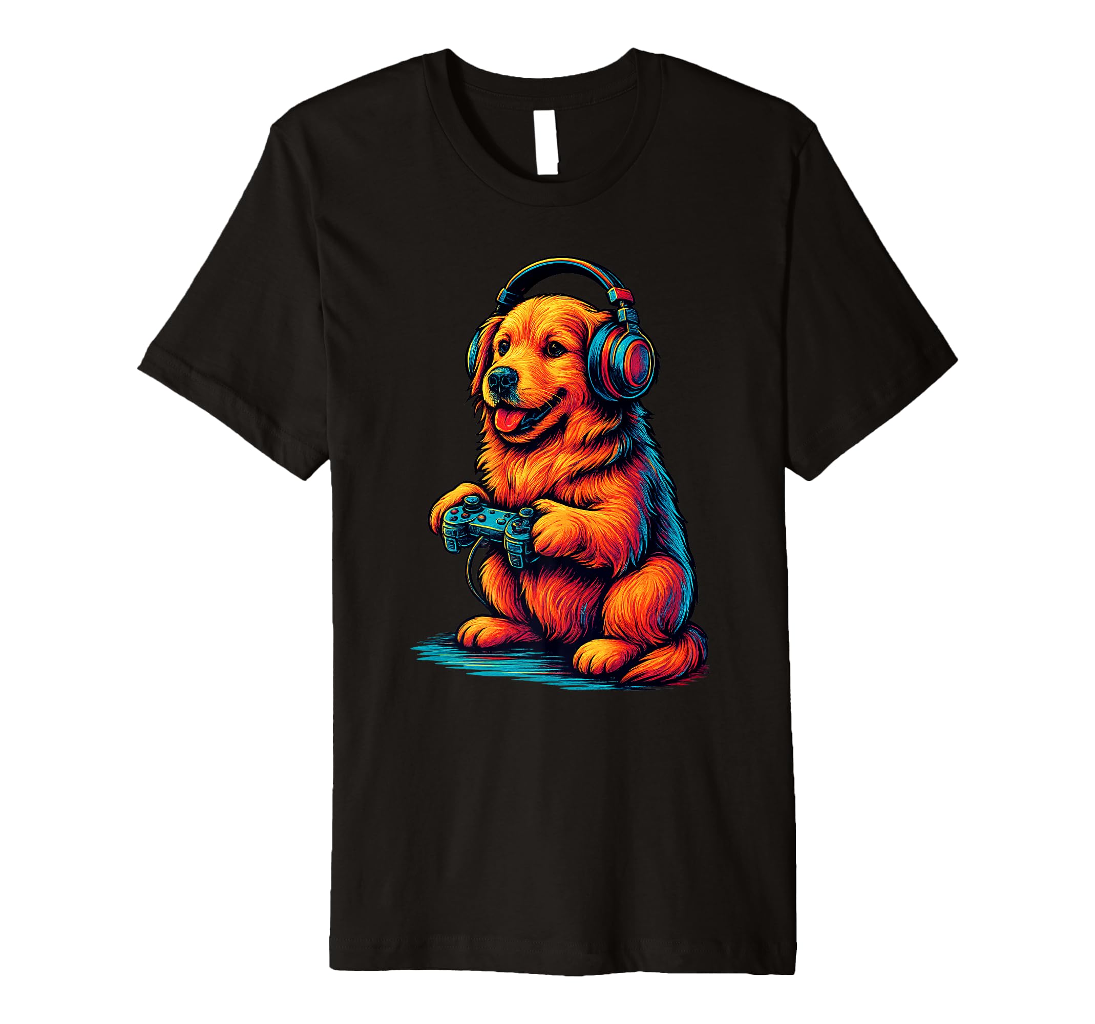 Golden Retriever Gamer Gaming Dog Lover T-Shirt - Minimalist Print Unisex - T-Shirt, Sweatshirt, Hoodie