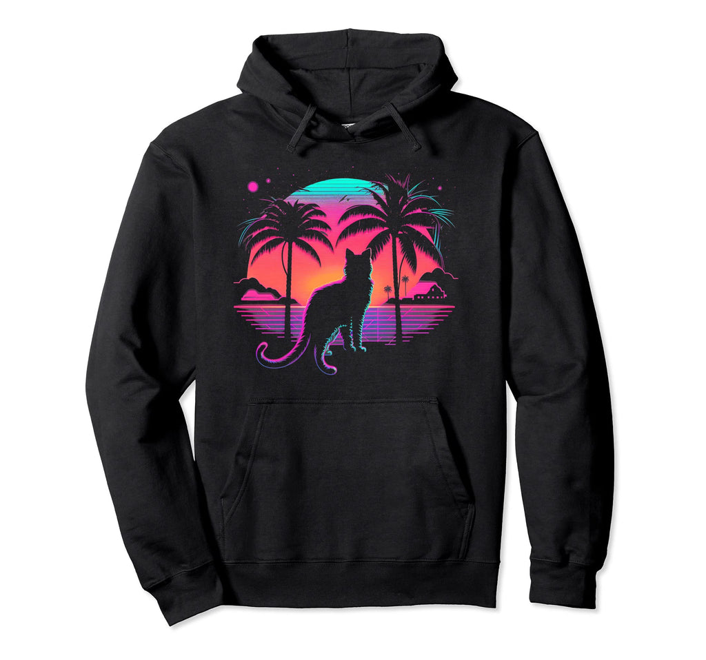 Cat Vaporwave Retrowave Aesthetic Hoodie - Custom Art Print Unisex - T-Shirt, Sweatshirt, Hoodie