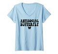 Womens Antisocial Butterfly V Neck T-Shirt - Custom Art Print Unisex - T-Shirt, Sweatshirt, Hoodie